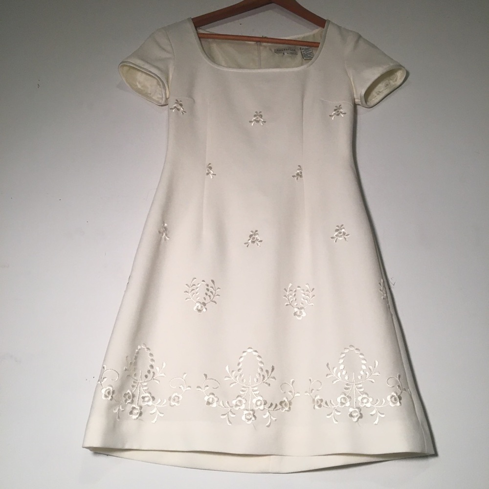 Ann Taylor White Embroidered Mini Dress